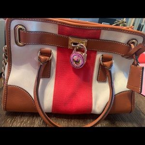 Michael Kors coral and cream satchel